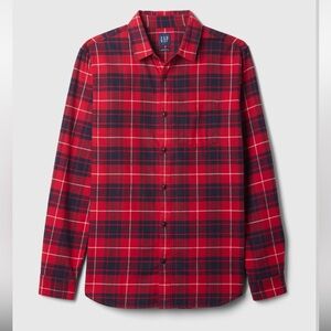 GAP Men’s Medium Organic Cotton Flannel Shirt in Red Plaid NWT